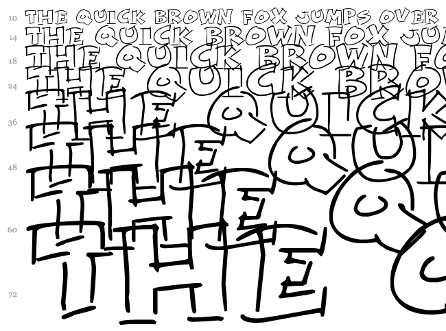 Rough Comic Outlines font waterfall